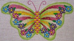 Green & Pink Stripes Butterfly
